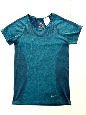 Nike Dri-FIT Knit Short Sleeve Running Top Teal Blue XS